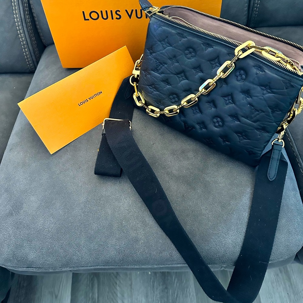 LOUIS VUITTON BLACK COUSSIN PM